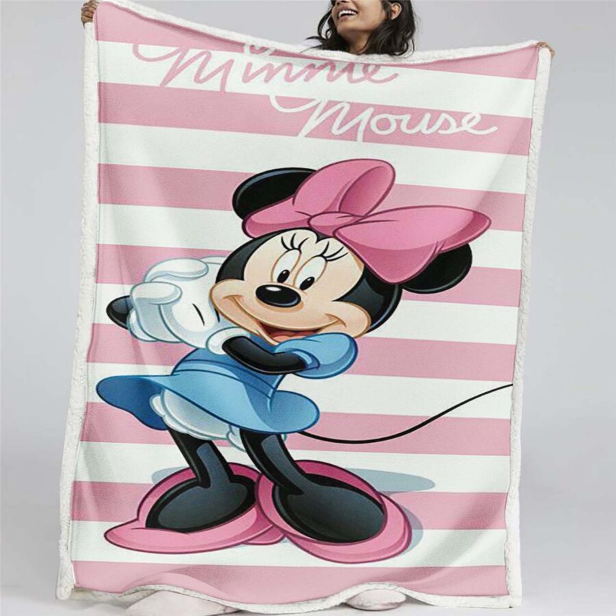 Minnie Maus, rosa, weiß, horizontal, so süß Decke - Fleecedecke