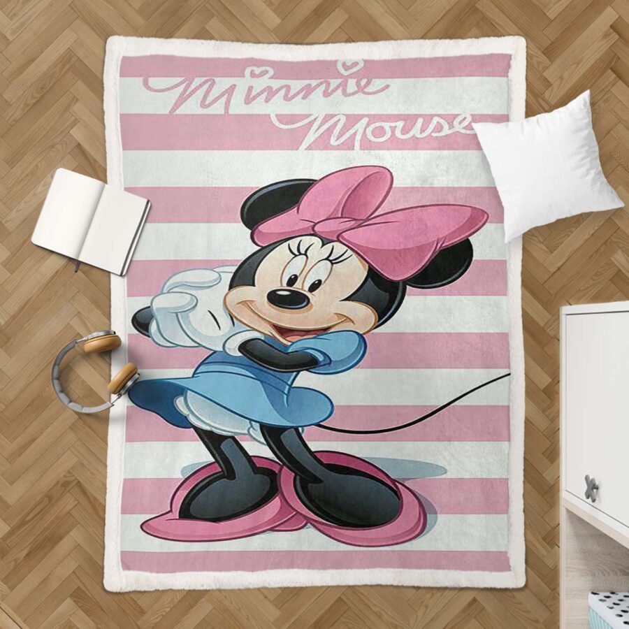 Minnie Maus, rosa, weiß, horizontal, so süß Decke - Fleecedecke – Bild 3