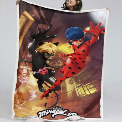 Wunderbarer Marienkäfer und Cat Noir 06 Decke - Fleecedecke
