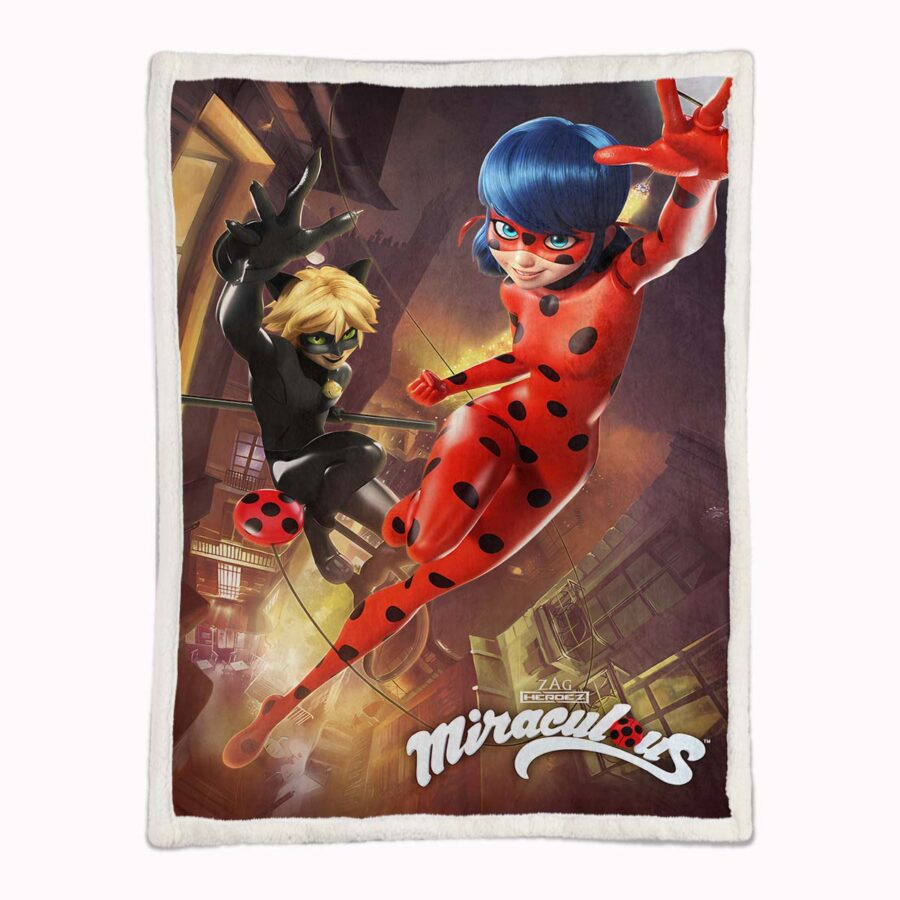 Wunderbarer Marienkäfer und Cat Noir 13 Decke - Fleecedecke – Bild 2