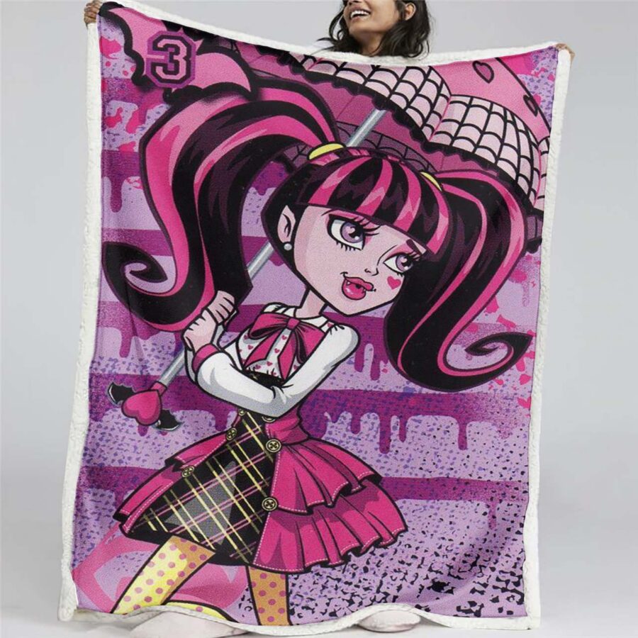 Monster High Draculaura mit Regenschirm Decke - Fleecedecke
