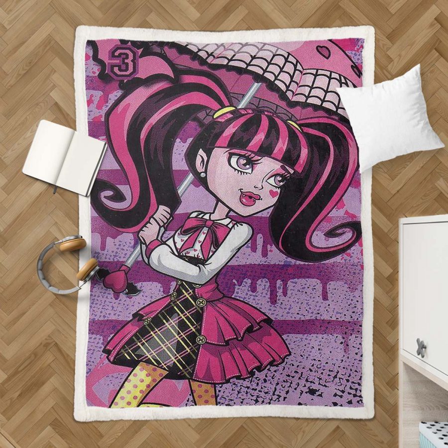 Monster High Draculaura mit Regenschirm Decke - Fleecedecke – Bild 3