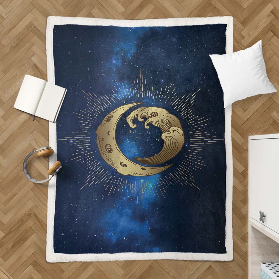 Mond und Welle Wicca Decke - Fleecedecke – Bild 3