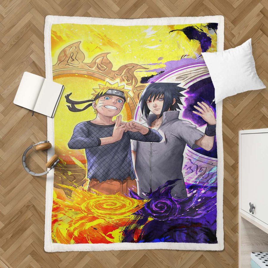 Naruto und Sasuke Uchiha 02 Decke - Fleecedecke – Bild 3