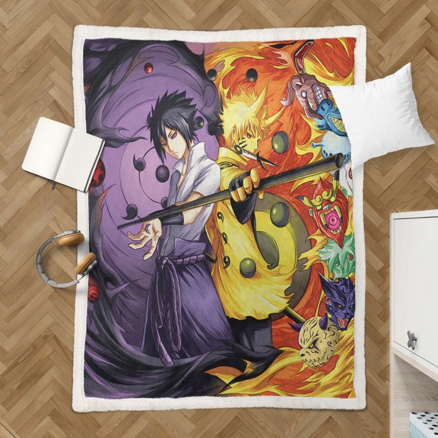 Naruto und Sasuke Uchiha Decke - Fleecedecke – Bild 3