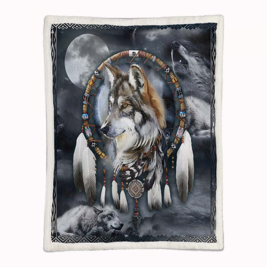 Indianischer Wolf Decke - Fleecedecke – Bild 2
