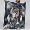 Indianischer Wolf Decke - Fleecedecke
