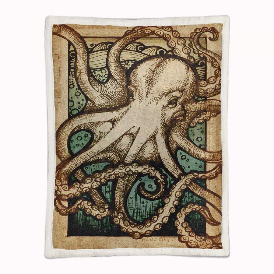 Oktopus Meerestiere Kunst Decke - Fleecedecke – Bild 2