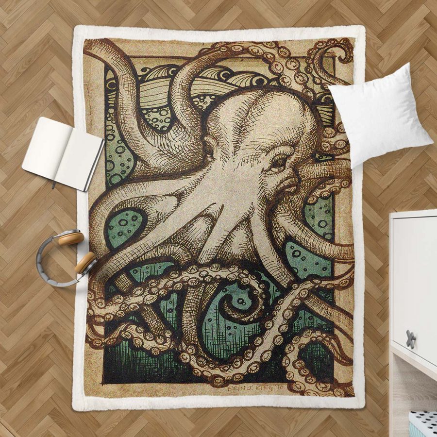 Oktopus Meerestiere Kunst Decke - Fleecedecke – Bild 3