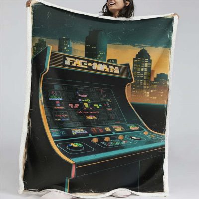 Pacman-Spielautomat 01 Decke - Fleecedecke