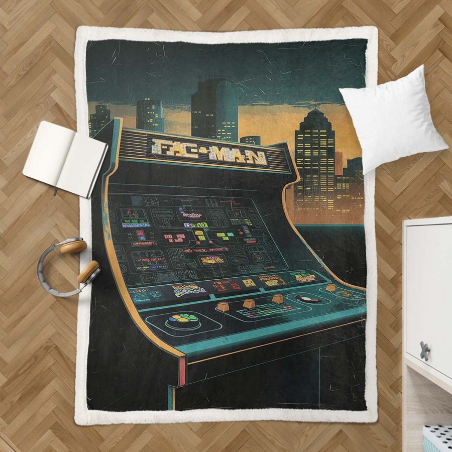 Pacman-Spielautomat 01 Decke - Fleecedecke – Bild 3