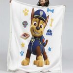 Paw Patrol Chase Charakter Glückliches Gesicht 01 Decke – Fleecedecke