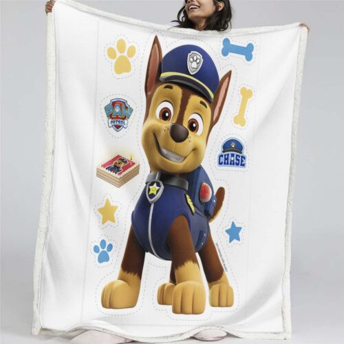 Paw Patrol Chase Charakter Glückliches Gesicht 01 Decke - Fleecedecke