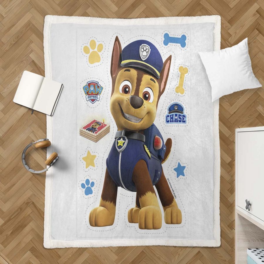 Paw Patrol Chase Charakter Glückliches Gesicht 01 Decke - Fleecedecke – Bild 3
