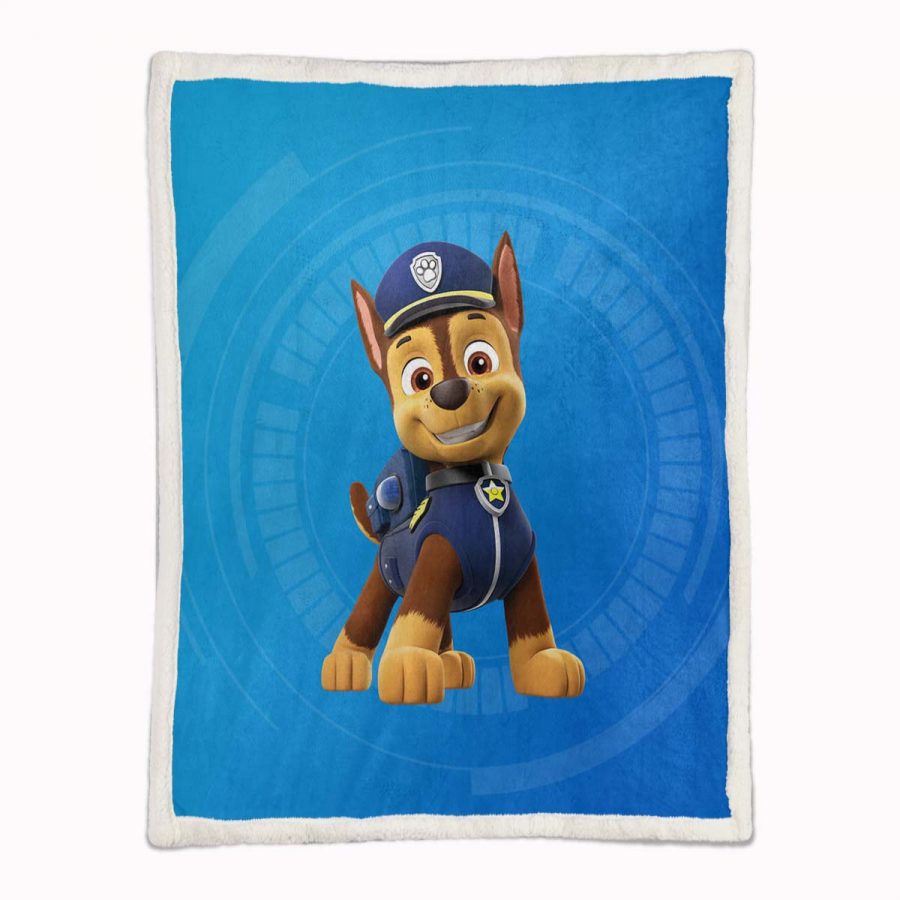 Paw Patrol Chase Charakter Glückliches Gesicht 02 Decke - Fleecedecke – Bild 2