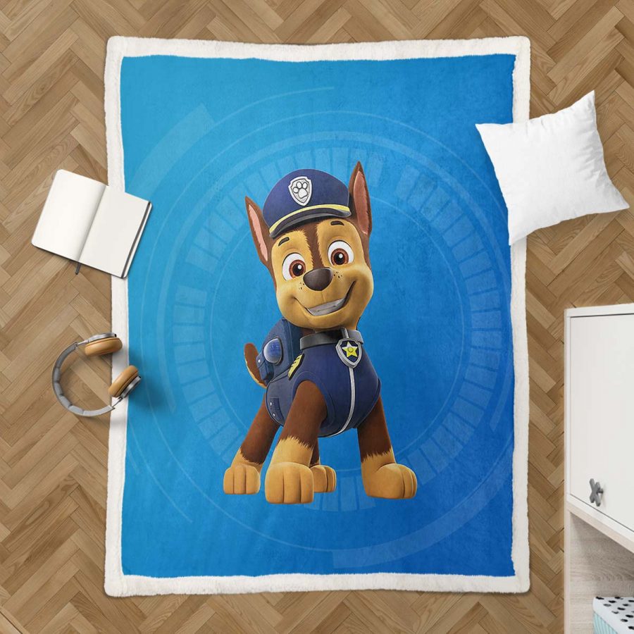 Paw Patrol Chase Charakter Glückliches Gesicht 02 Decke - Fleecedecke – Bild 3