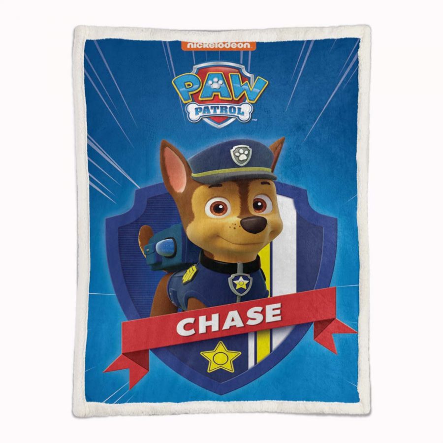 Paw Patrol Chase Charakter Glückliches Gesicht 03 Decke - Fleecedecke – Bild 2