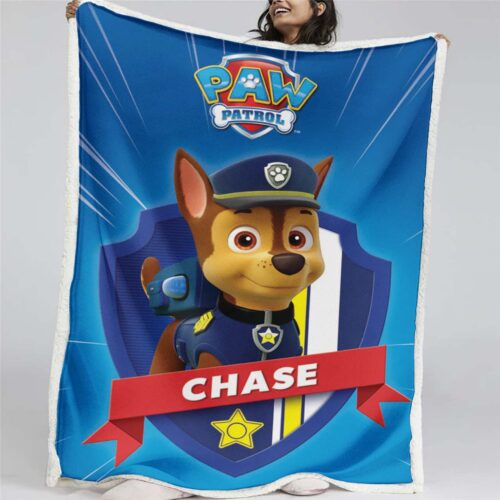 Paw Patrol Chase Charakter Glückliches Gesicht 03 Decke - Fleecedecke