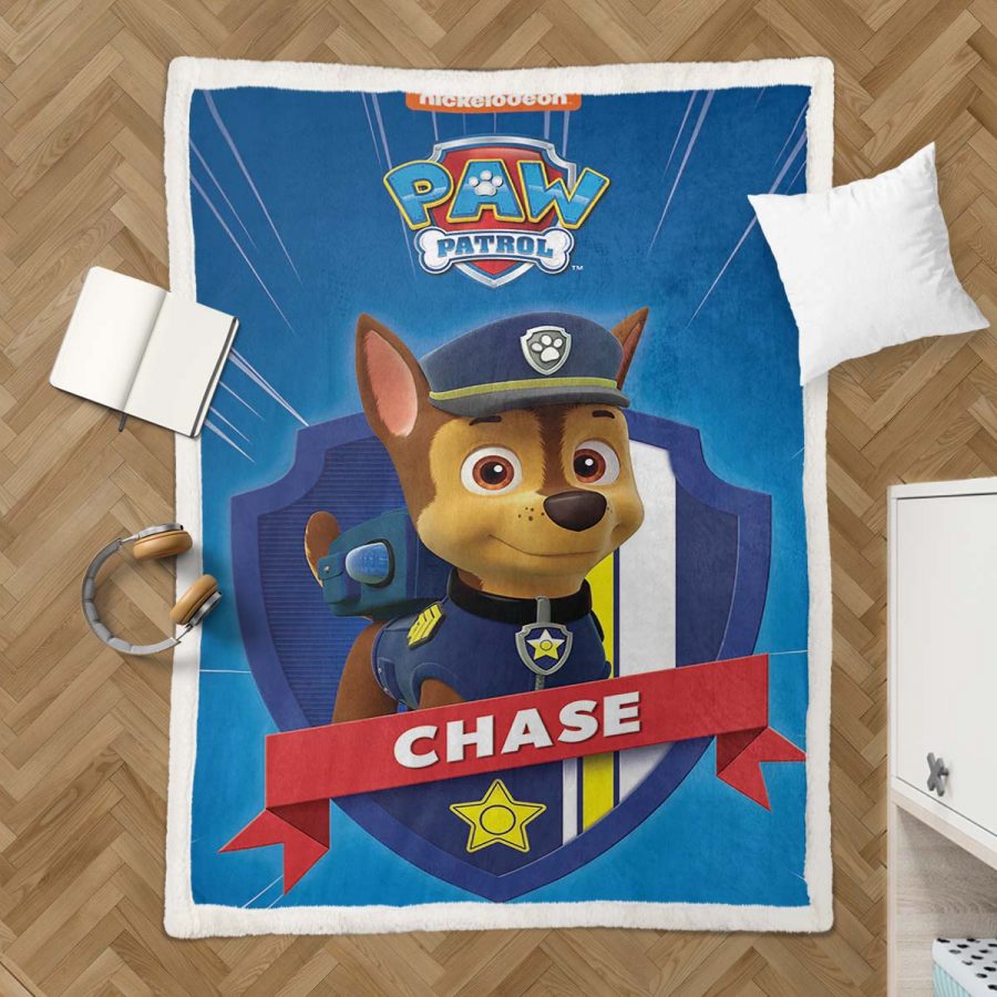 Paw Patrol Chase Charakter Glückliches Gesicht 03 Decke - Fleecedecke – Bild 3