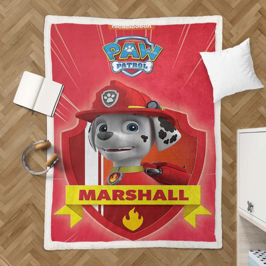 Paw Patrol Marshall Charakter Glückliches Gesicht 02 Decke - Fleecedecke – Bild 3