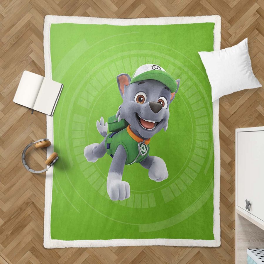 Paw Patrol Rocky Charakter Glückliches Gesicht 01 Decke - Fleecedecke – Bild 3