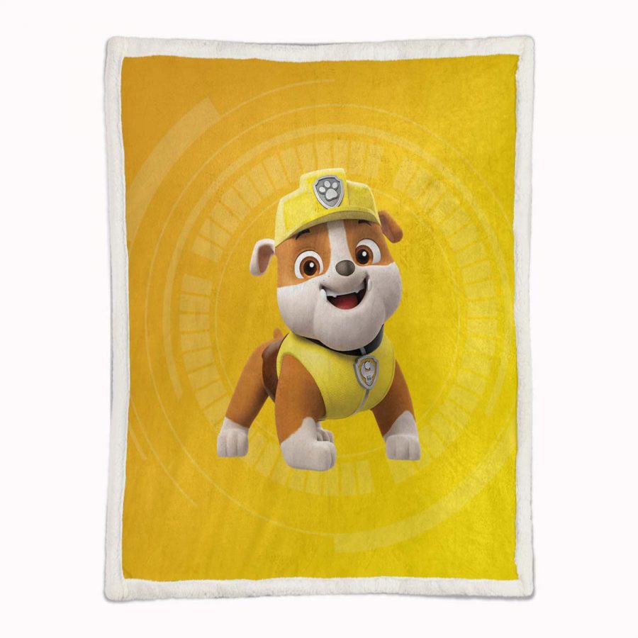 Paw Patrol Rubble Charakter Glückliches Gesicht 01 Decke - Fleecedecke – Bild 2
