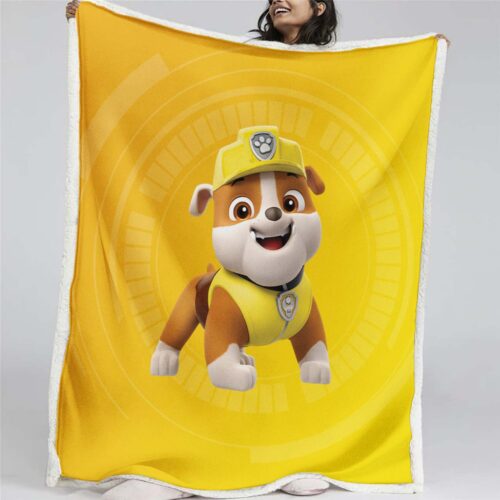 Paw Patrol Rubble Charakter Glückliches Gesicht 01 Decke - Fleecedecke