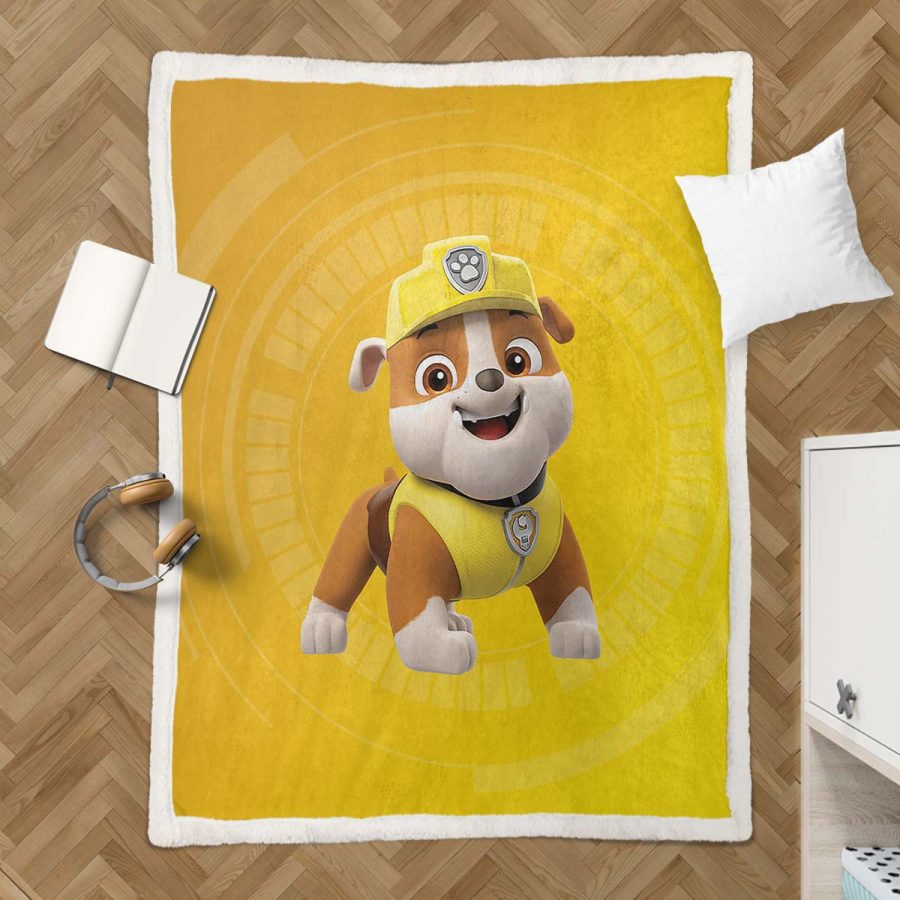 Paw Patrol Rubble Charakter Glückliches Gesicht 01 Decke - Fleecedecke – Bild 3