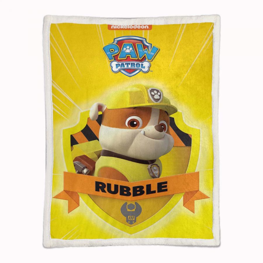Paw Patrol Rubble Charakter Glückliches Gesicht 02 Decke - Fleecedecke – Bild 2