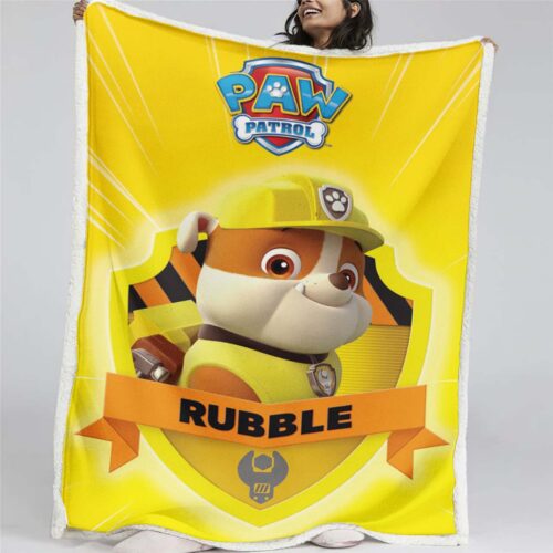 Paw Patrol Rubble Charakter Glückliches Gesicht 02 Decke - Fleecedecke