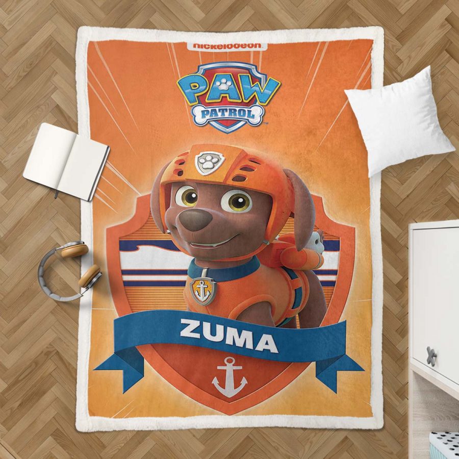 Paw Patrol Zuma Charakter Glückliches Gesicht 02 Decke - Fleecedecke – Bild 3