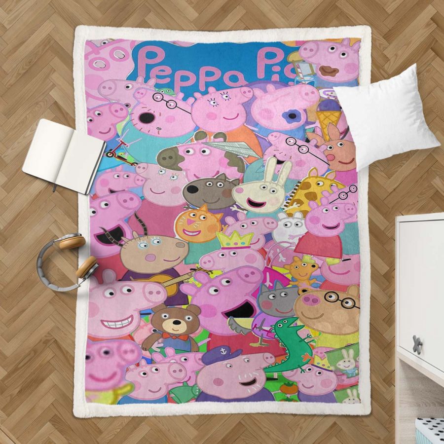 Peppa Pig Alle Charaktere 02 Decke - Fleecedecke – Bild 3