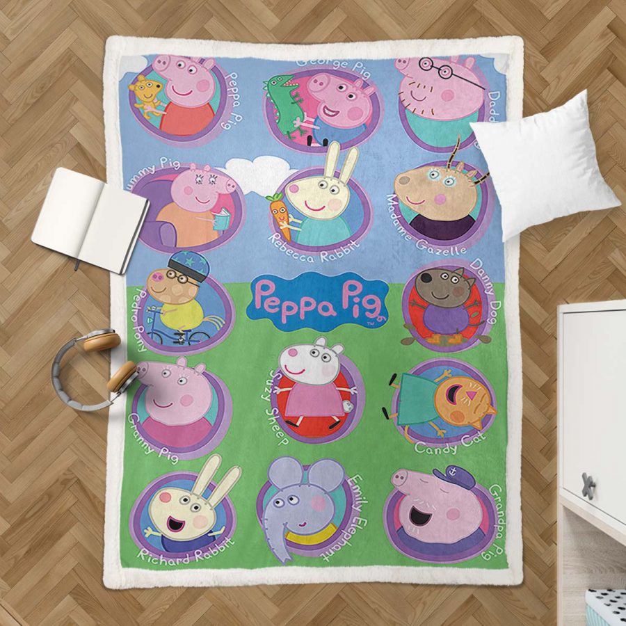 Peppa Pig Alle Charaktere 03 Decke - Fleecedecke – Bild 3