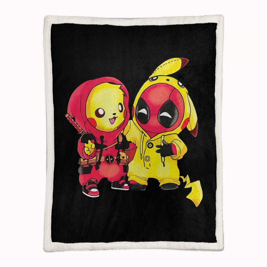 Pikachu und Deadpool Decke - Fleecedecke – Bild 2