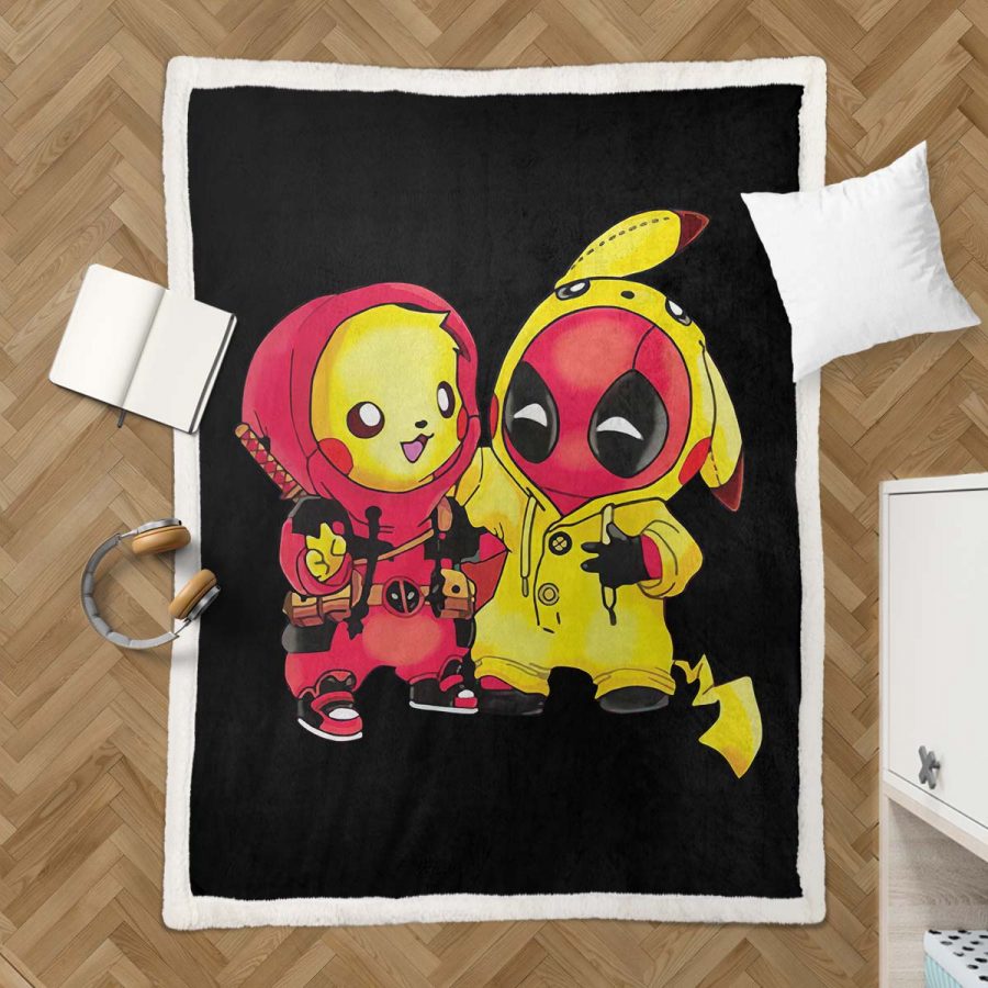 Pikachu und Deadpool Decke - Fleecedecke – Bild 3