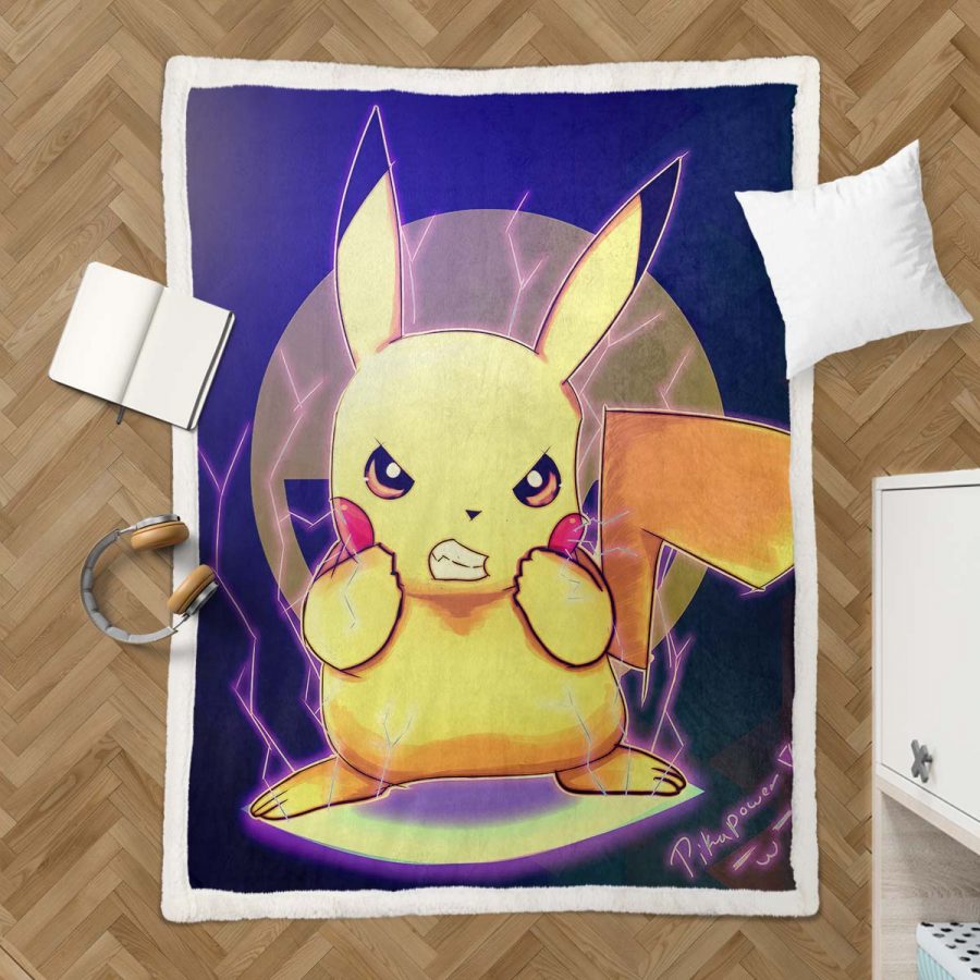 Pikachu wütend 1001 Decke - Fleecedecke – Bild 3