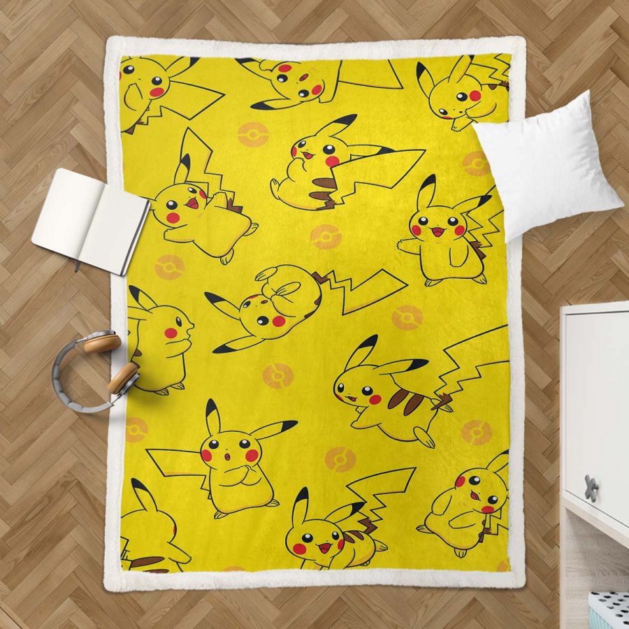 Pikachu süß 1002 Decke - Fleecedecke – Bild 3