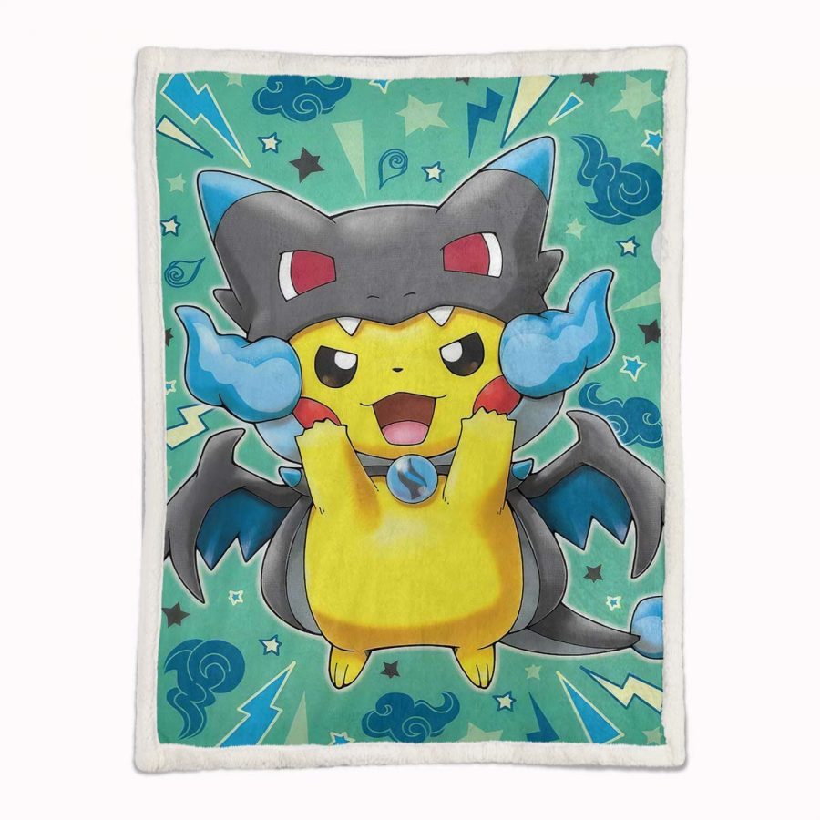 Pikachu Glücklich 1002 Decke - Fleecedecke – Bild 2