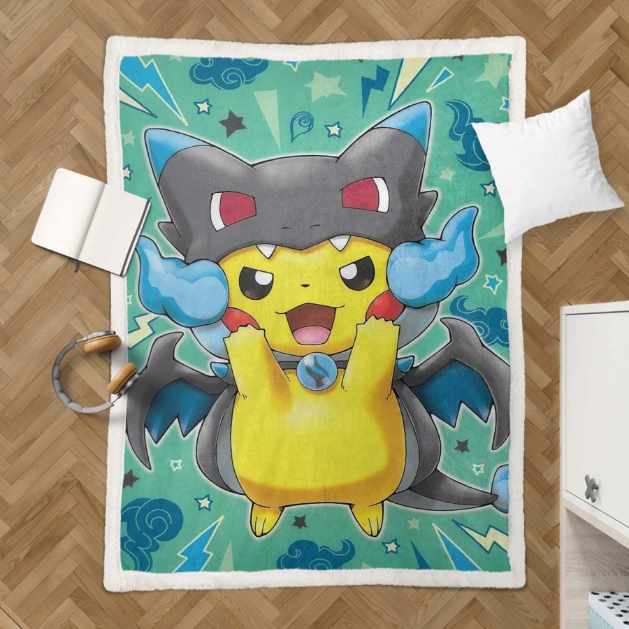 Pikachu Glücklich 1002 Decke - Fleecedecke – Bild 3