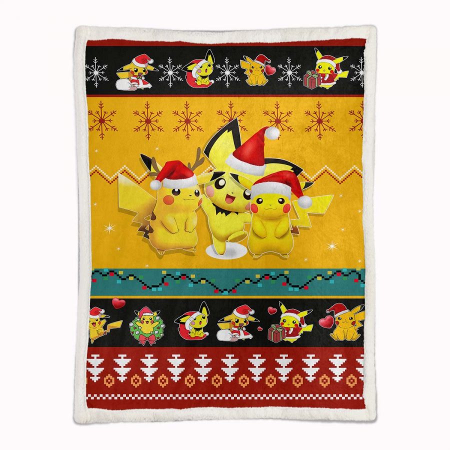 Pikachu Pokemon Frohe Weihnachten Decke - Fleecedecke – Bild 2