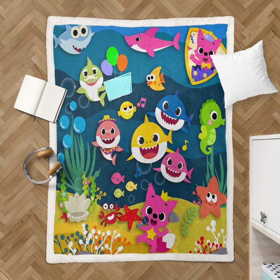 Pinkfong mit der Babyhai-Familie 03 Decke - Fleecedecke – Bild 3