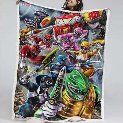 Power Rangers Alle Charaktere 10 Decke - Fleecedecke
