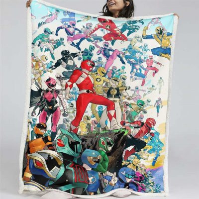 Power Rangers Alle Charaktere 12 Decke - Fleecedecke