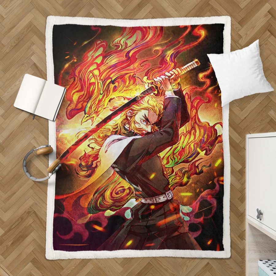 Rengoku Demon Slayer 06 Decke - Fleecedecke – Bild 3
