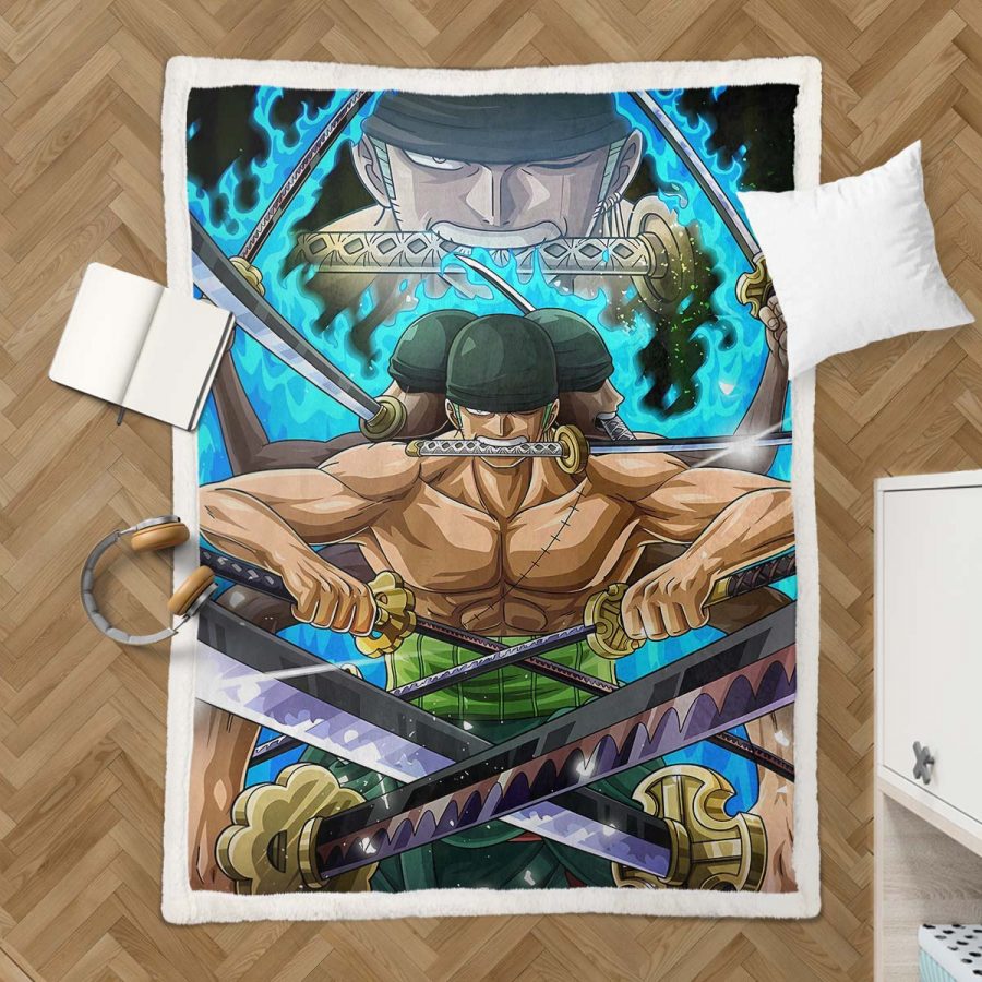 Lorenor Zorro One Piece 03 Decke - Fleecedecke – Bild 3