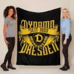 SG Dynamo Dresden gelb schwarz auf schwarzem Hintergrund Fleecedecke – Decke
