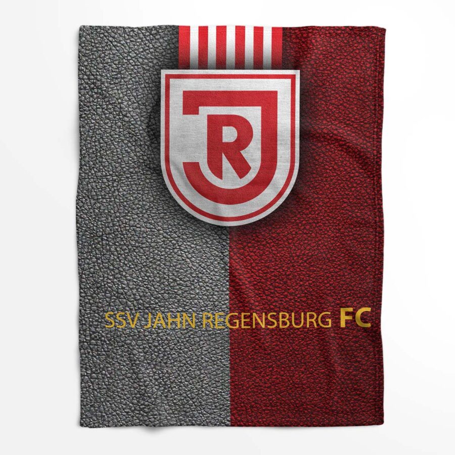 SSV Jahn Regensburg rot weiß Leder Fleecedecke - Decke – Bild 2