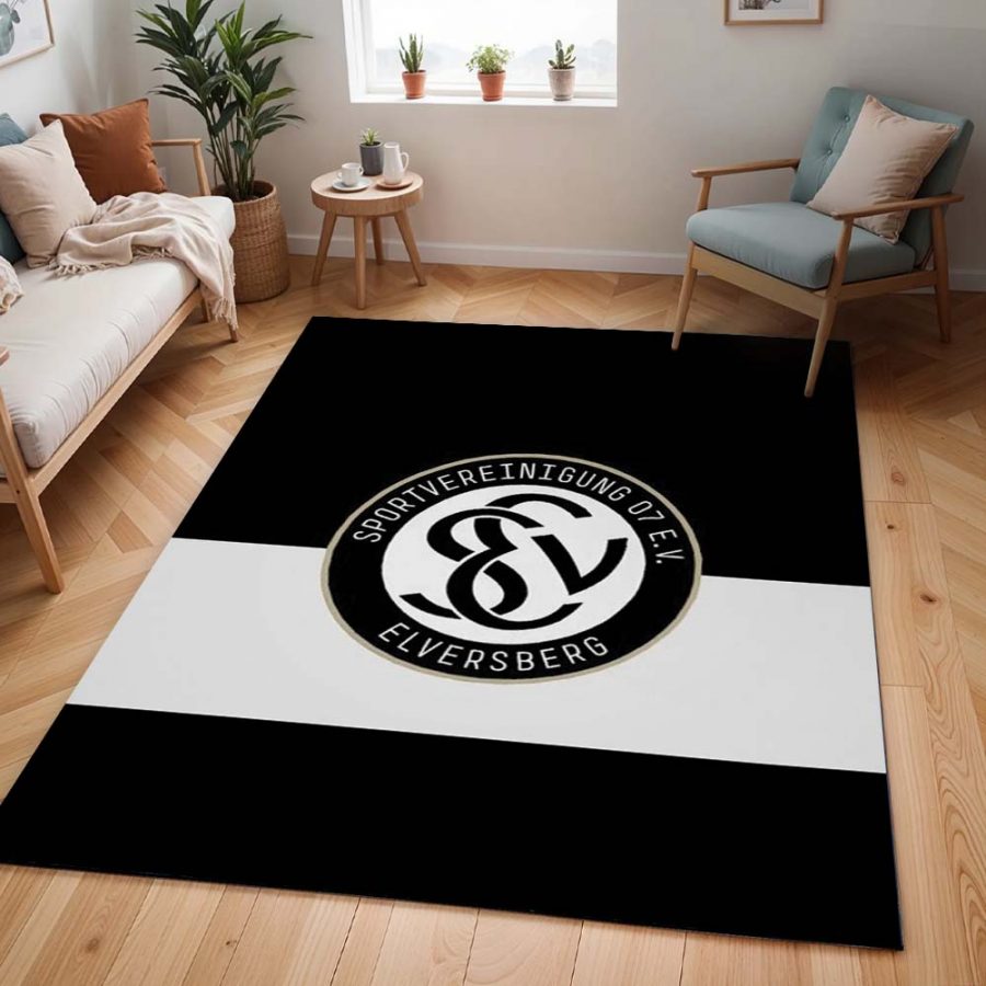 SV 07 Elversberg sve elv schwarz weißer Hintergrund Teppich – Bild 2