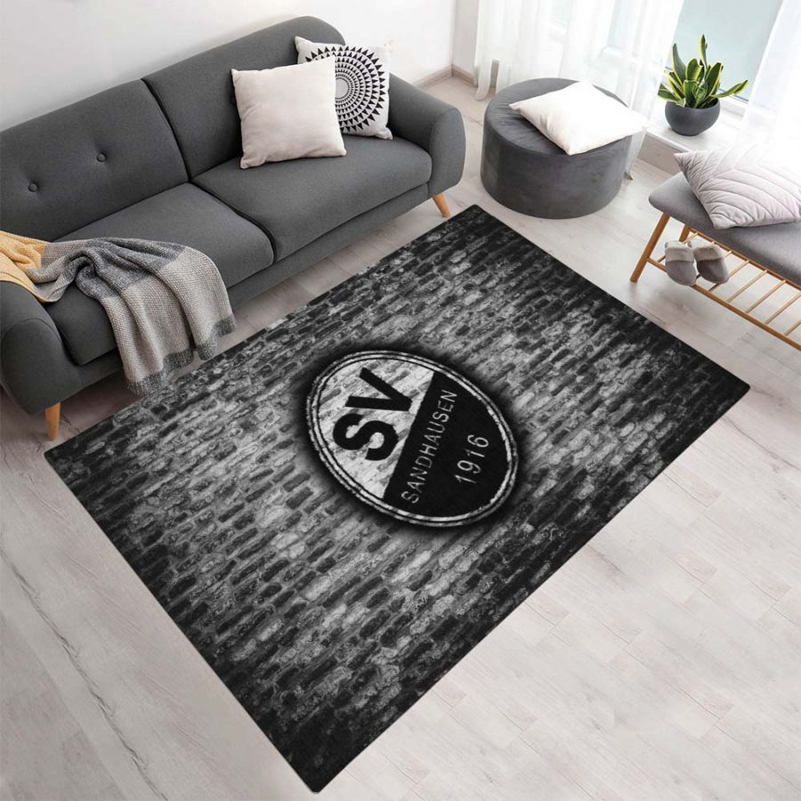 SV Sandhausen schwarz weiße Ziegelwand Teppich – Bild 2