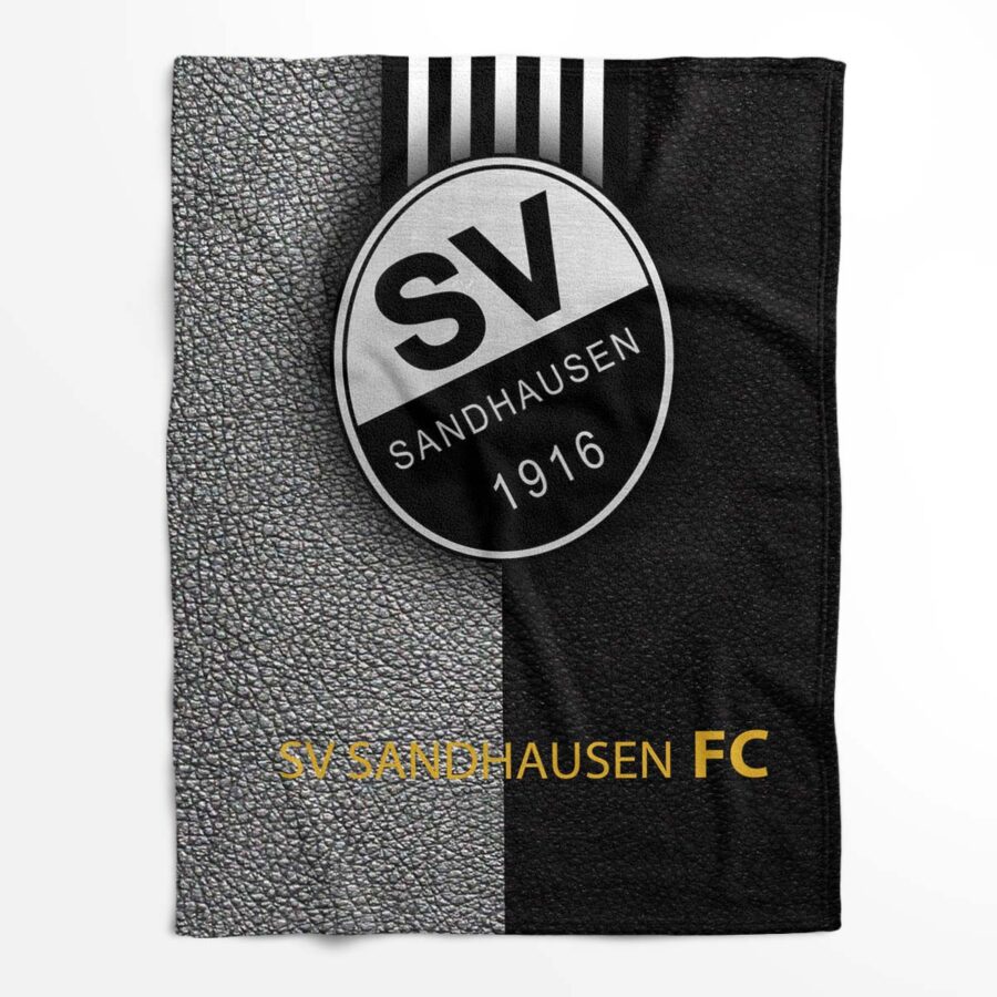 SV Sandhausen schwarz weiß Leder Fleecedecke - Decke – Bild 2